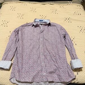 Johnston & Murphy Red and White Casual Button Down Shirt